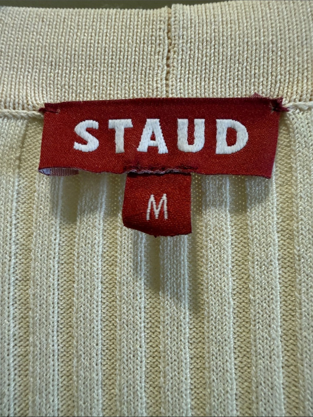 STAUD Cream Multicolor Ribbed Button-Front Maxi Dress - Picture 2 of 4